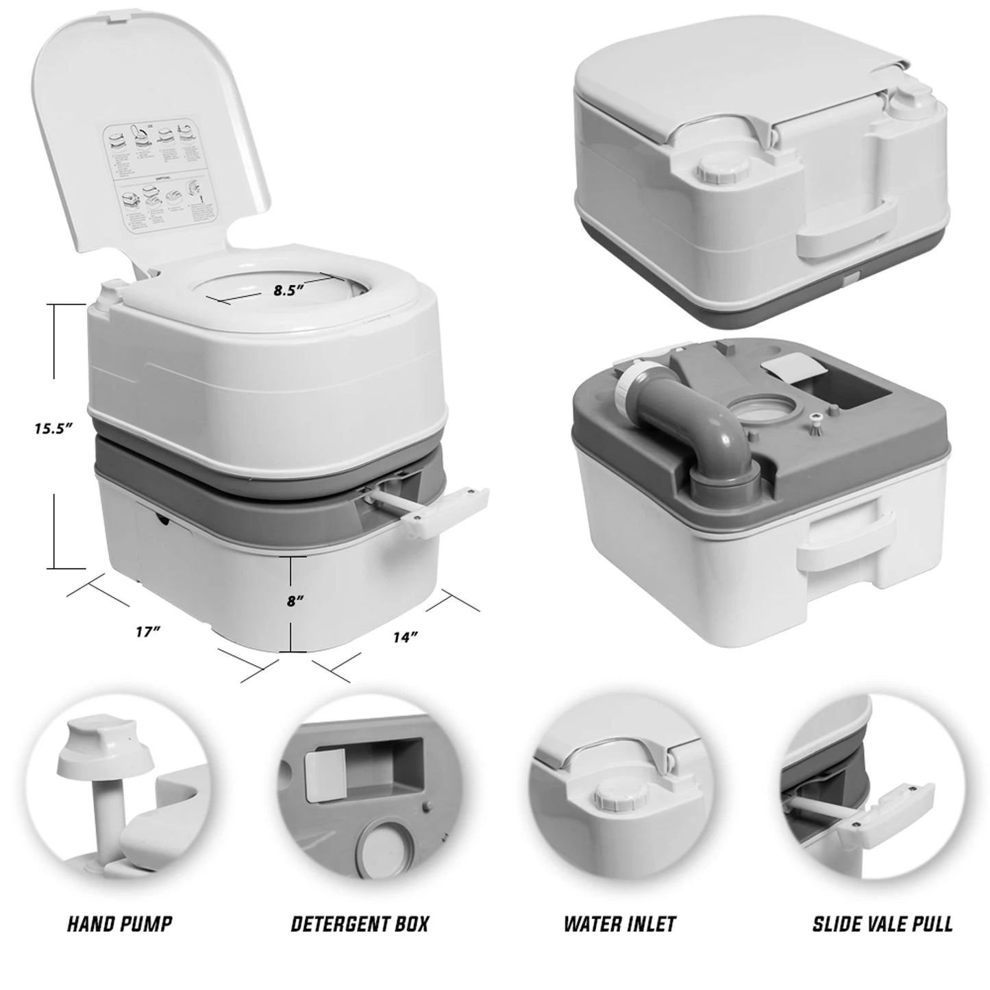 Portable 5.8 Gallon Camping Toilet