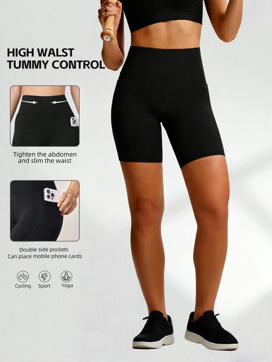 5 Pack Women's High-Waisted Yoga Shorts with Pockets