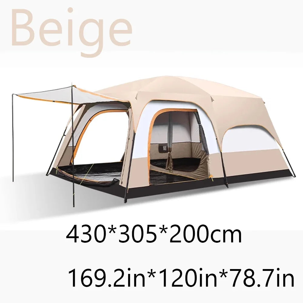 Large Family 2 Room 8-12 Person Windproof 4 Season Tent