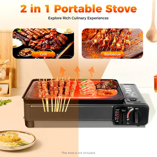 Dual Portable Butane Gas Camping Grill-Stove