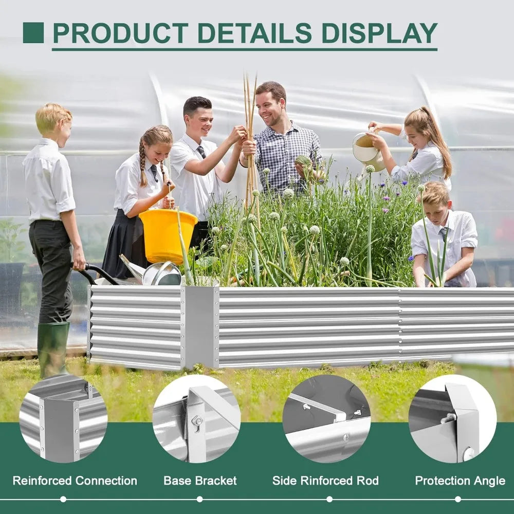 8×4×2 ft Galvanized Raised Garden Bed Kit