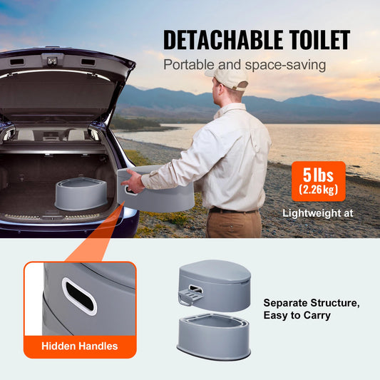 Portable Toilet with 1.3G Detachable Inner Bucke Outdoor Camping