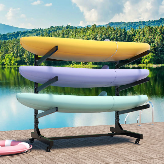 Kayak Storage Rack Ajustable Heavy Duty Holds 3 Kayaks