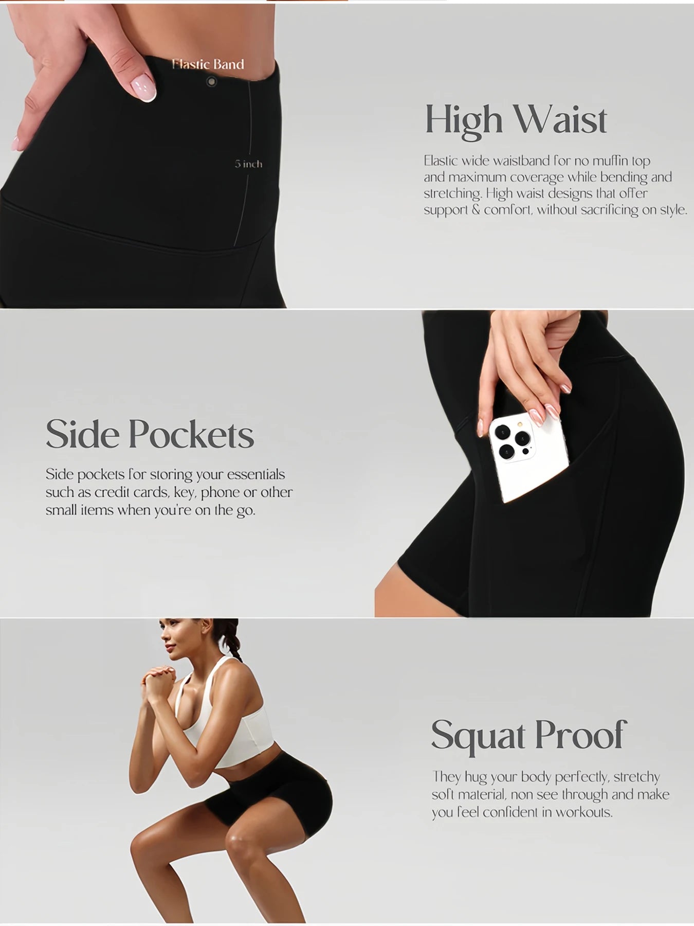 5 Pack Women's High-Waisted Yoga Shorts with Pockets