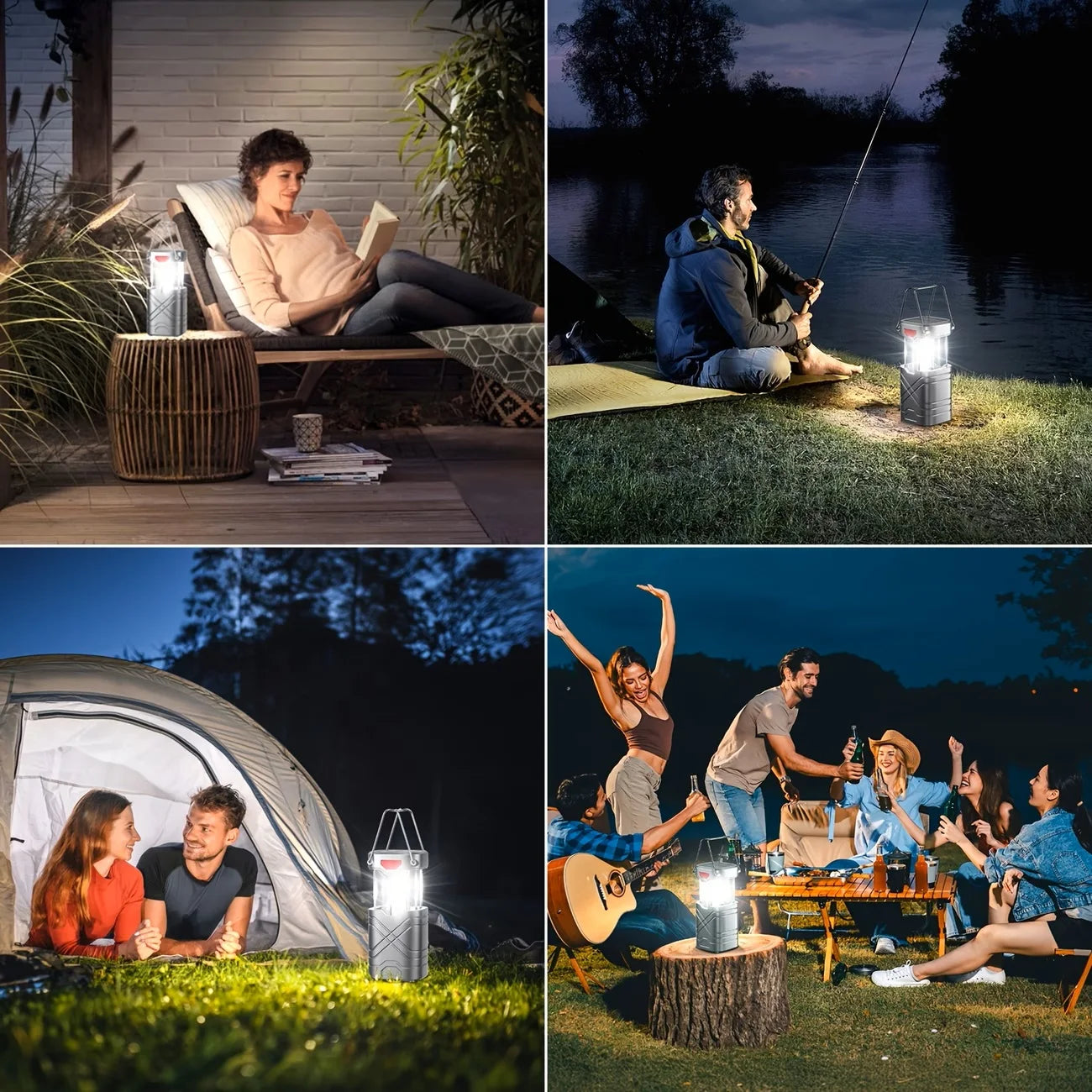 Rechargeable LED Camping Lantern 2/4-Pack with USB-C & Solar