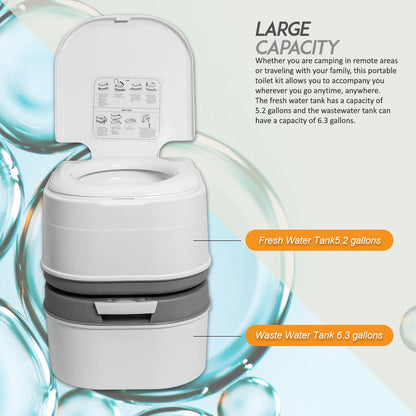 Portable 5.8 Gallon Camping Toilet
