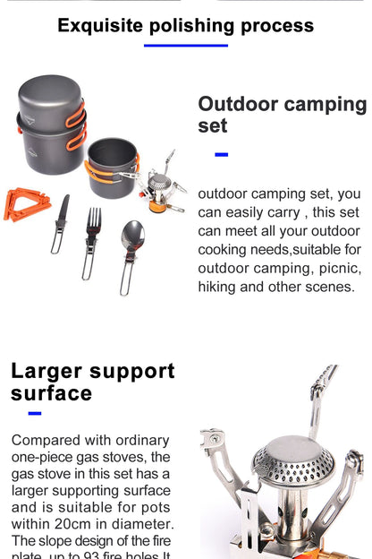 Camping Burner Stove Cookware and Tableware Set