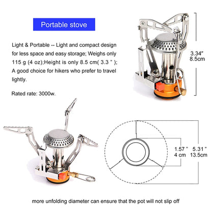 Camping Burner Stove Cookware and Tableware Set