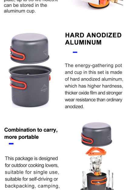 Camping Burner Stove Cookware and Tableware Set