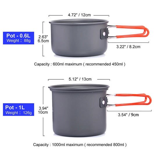 Camping Burner Stove Cookware and Tableware Set