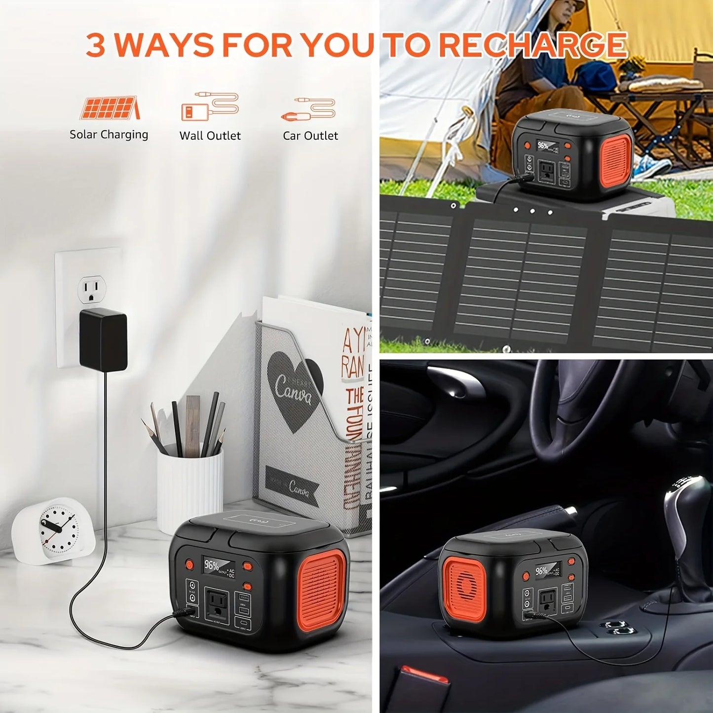 150W Power Station with 30W Solar Panel,110V AC Outlets