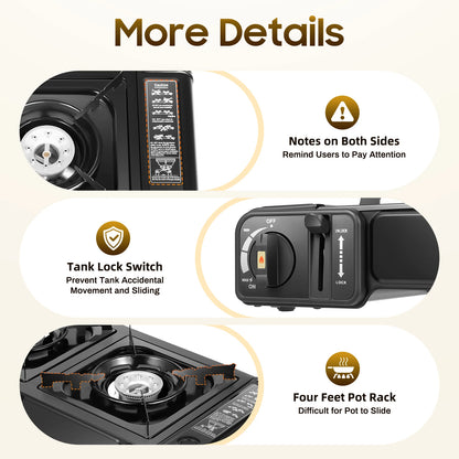 2500W 2 Burner Camping Stove with Baking Tray & Portable Case