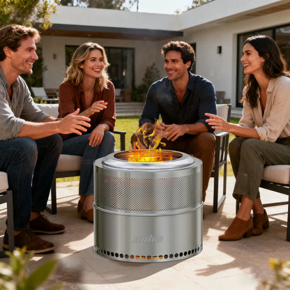 Large Stainless Steel Smokeless Fire Pit with Carry Bag