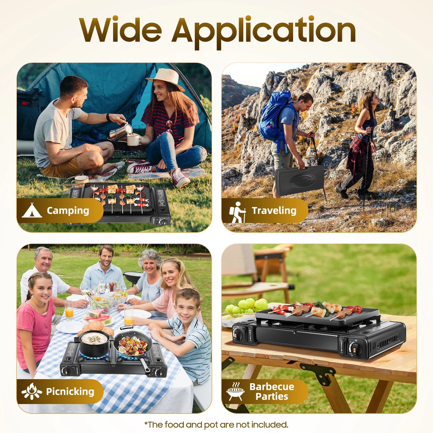 2500W 2 Burner Camping Stove with Baking Tray & Portable Case