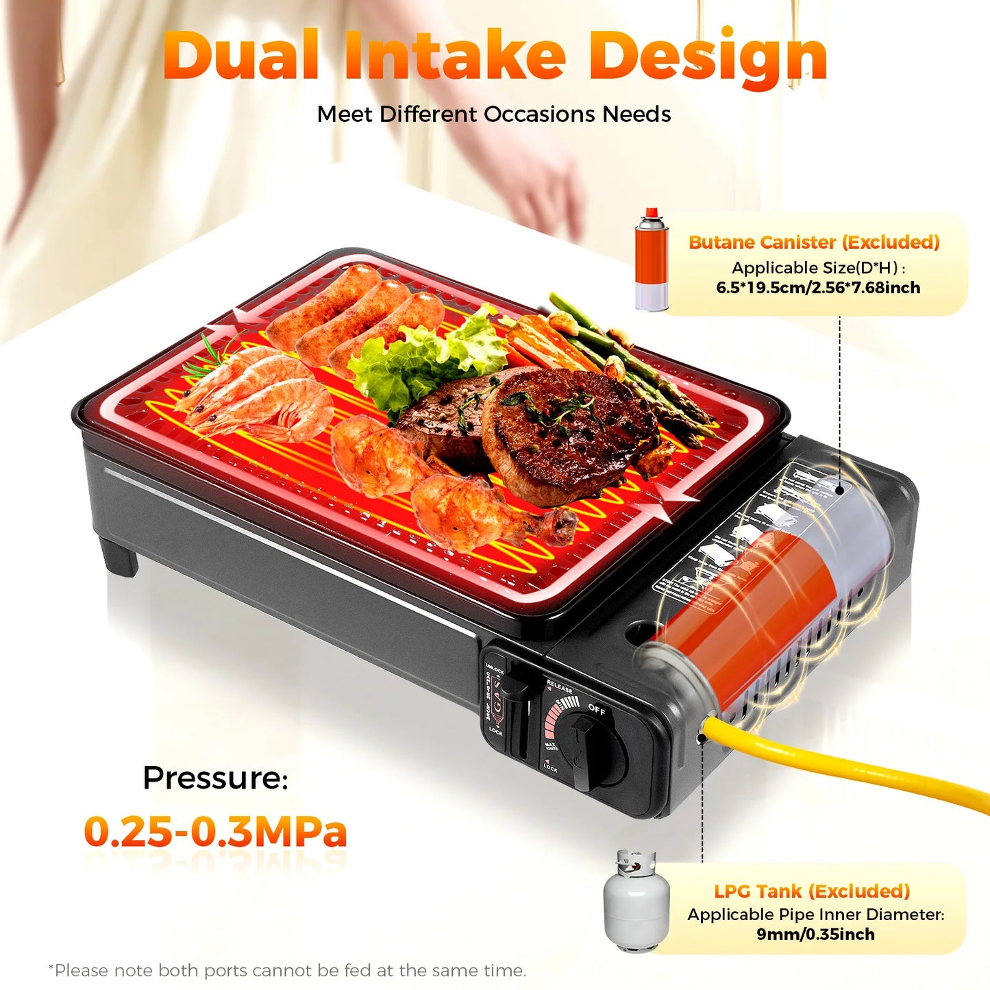 Dual Portable Butane Gas Camping Grill-Stove