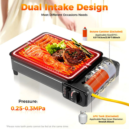 Dual Portable Butane Gas Camping Grill-Stove