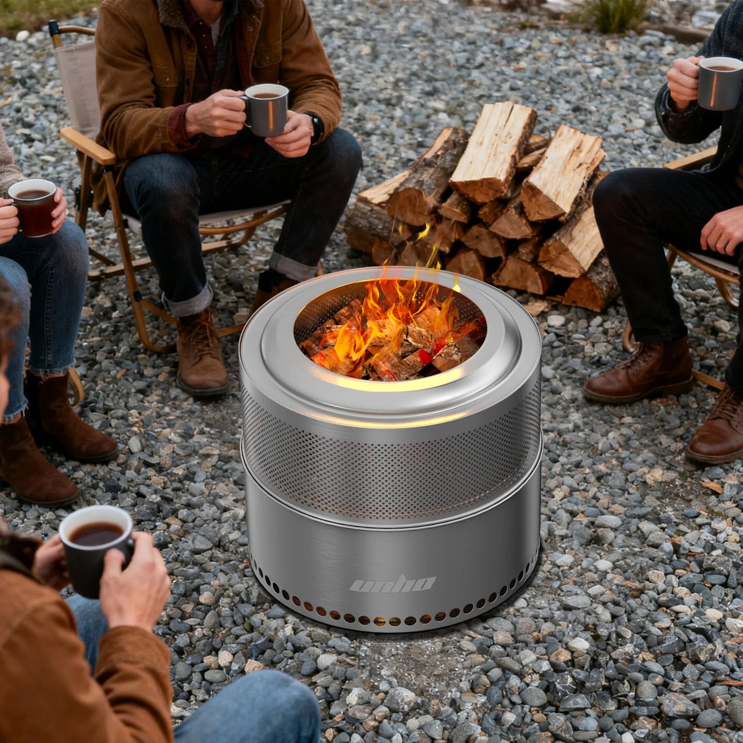 Large Stainless Steel Smokeless Fire Pit with Carry Bag