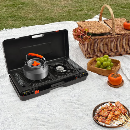 2500W 2 Burner Camping Stove with Baking Tray & Portable Case