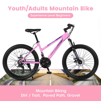 21-Speed Disc Brake Mountain Bike 24/26 Inch Wheels