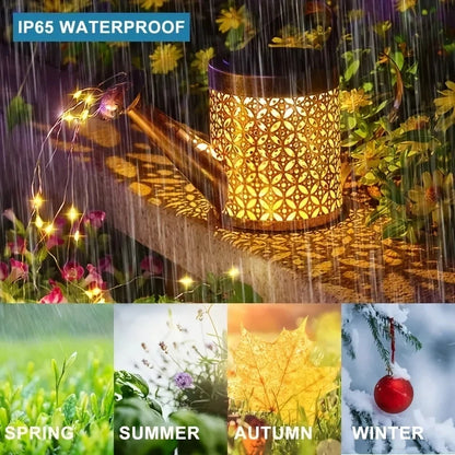 Solar Led Fairy Lights Lantern Watering Can Garden Decoration