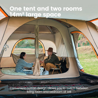 Large Family 2 Room 8-12 Person Windproof 4 Season Tent
