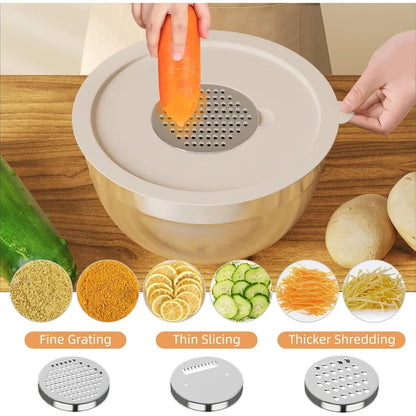 6-Piece Stainless Steel Mixing Bowls with Lids and 3 Graters