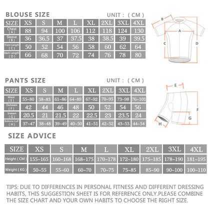 Mens Breathable Cycling Jersey Set