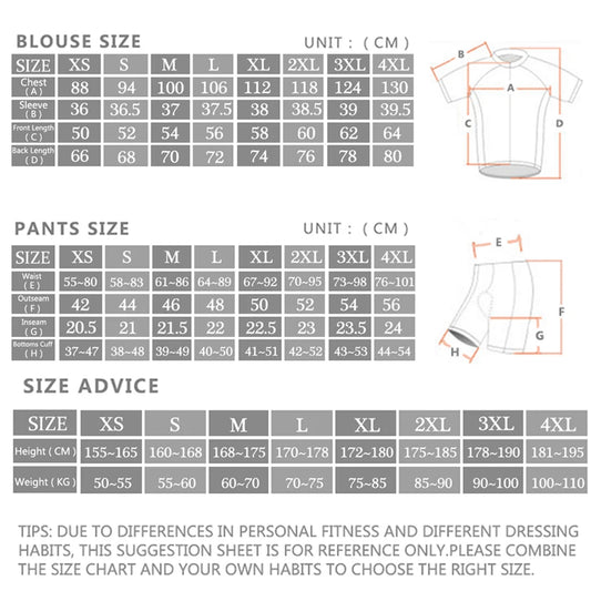 Mens Breathable Cycling Jersey Set
