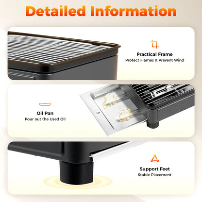 Dual Portable Butane Gas Camping Grill-Stove