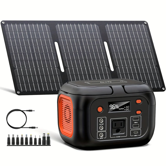 150W Power Station with 30W Solar Panel,110V AC Outlets