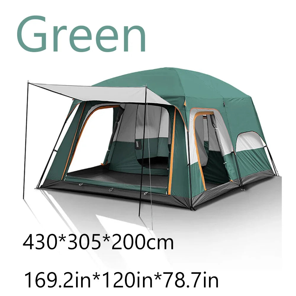 Large Family 2 Room 8-12 Person Windproof 4 Season Tent