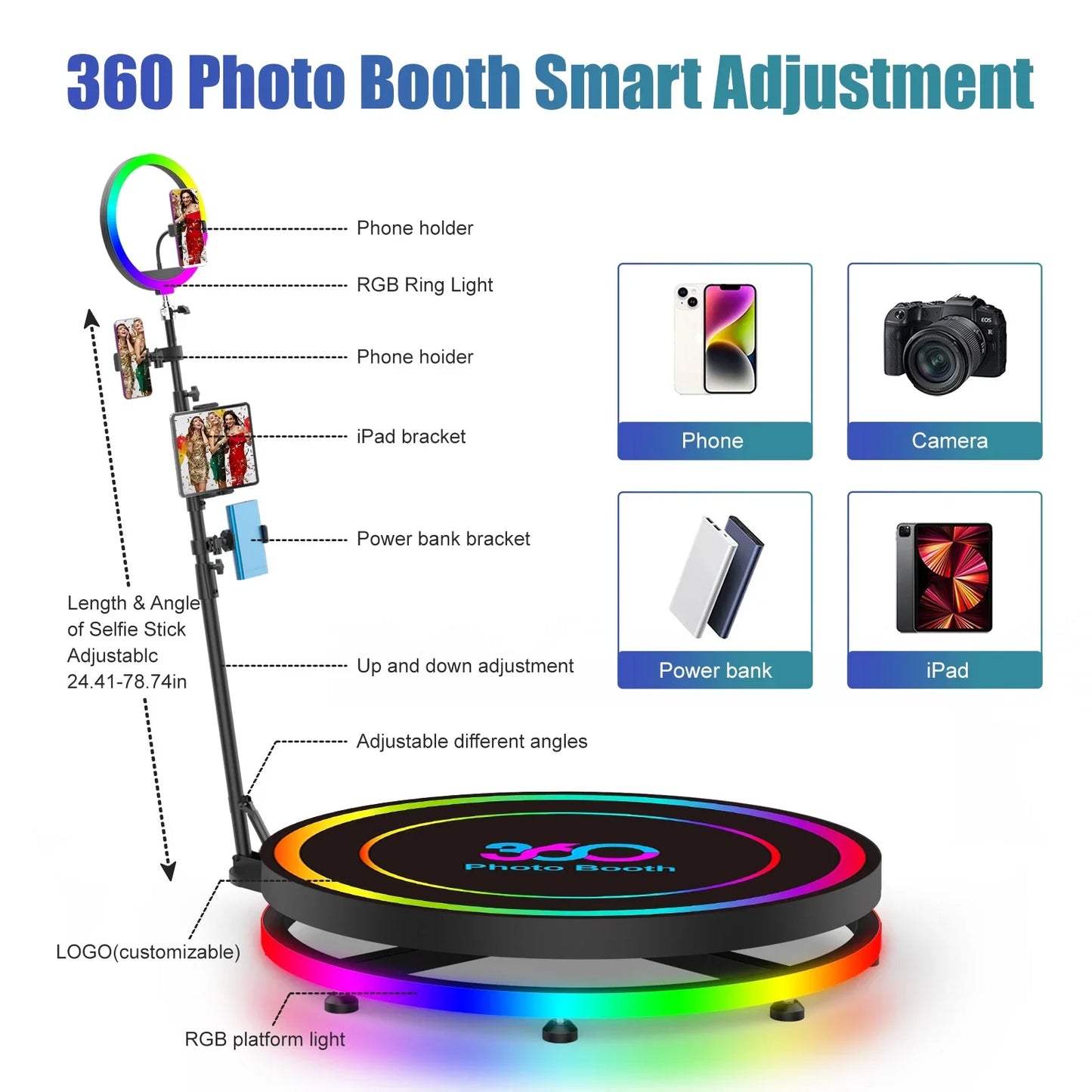 360 Remote Control Automatic Spin Booth with Flight Case