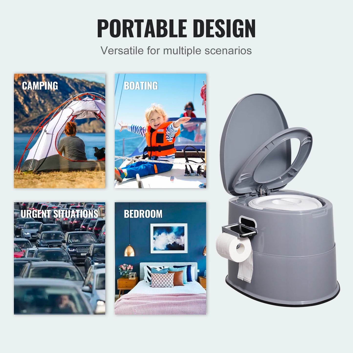 Outdoor Camping Porta Potty with 1.3G Detachable Inner Bucket