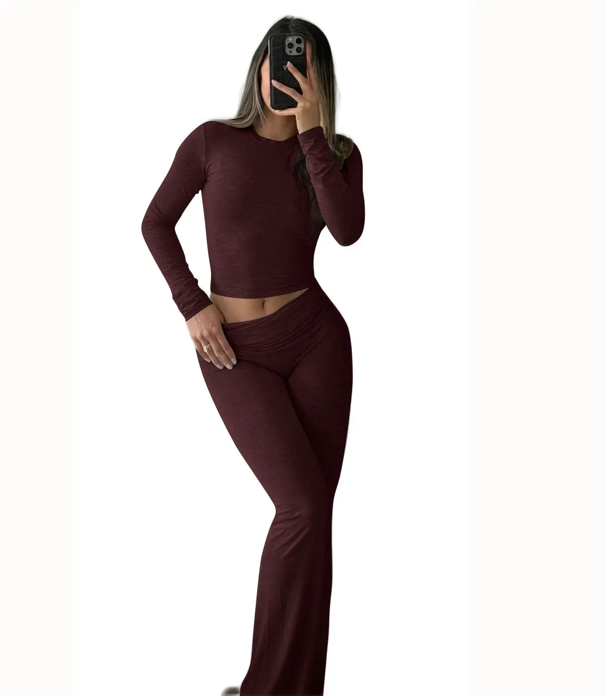 Women's Long Sleeve Wide Leg Activewear Yoga Two Piece Set