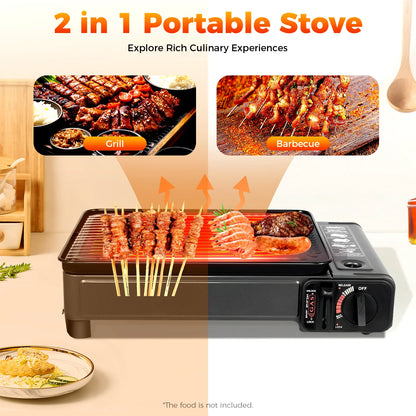 Dual Portable Butane Gas Camping Grill-Stove
