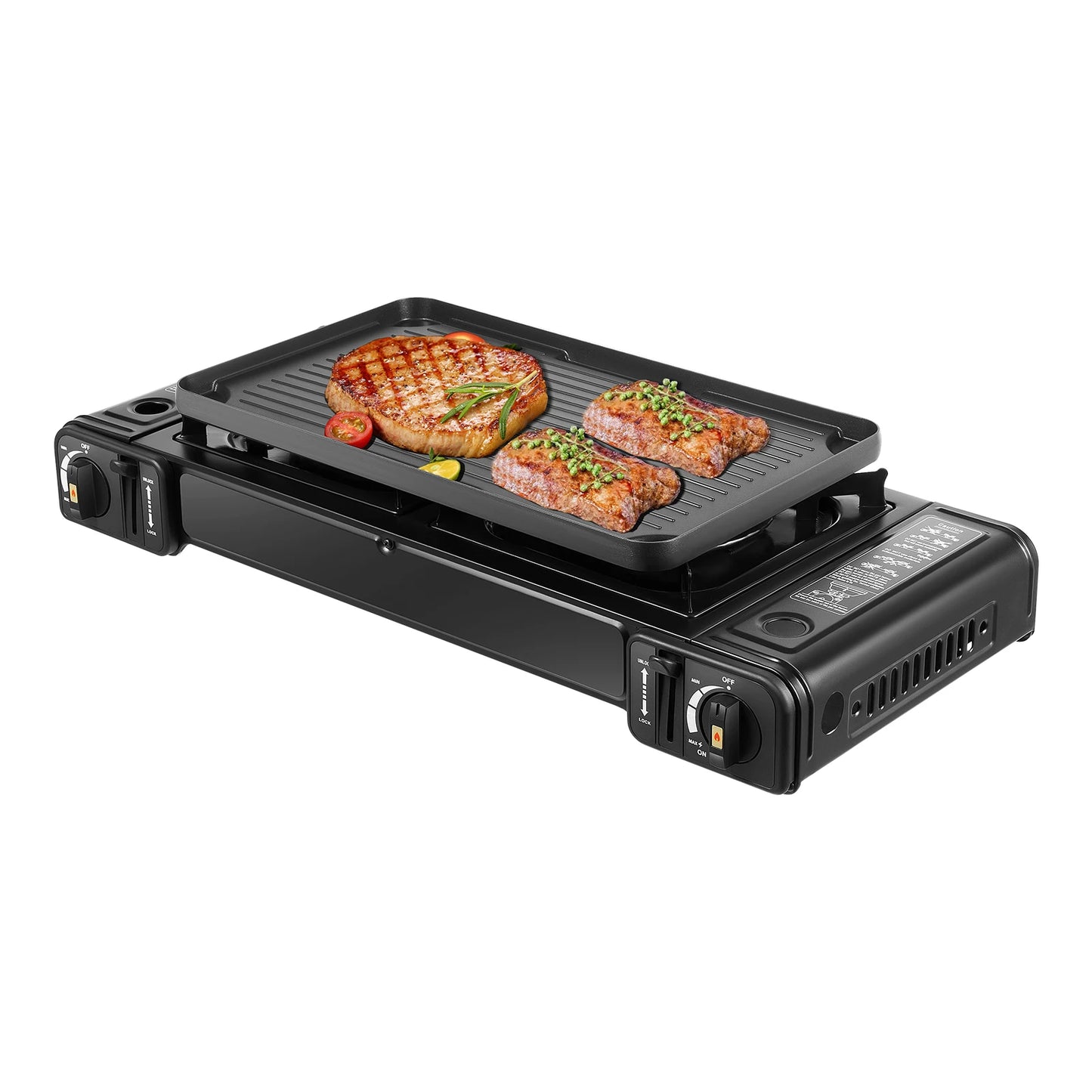2500W 2 Burner Camping Stove with Baking Tray & Portable Case