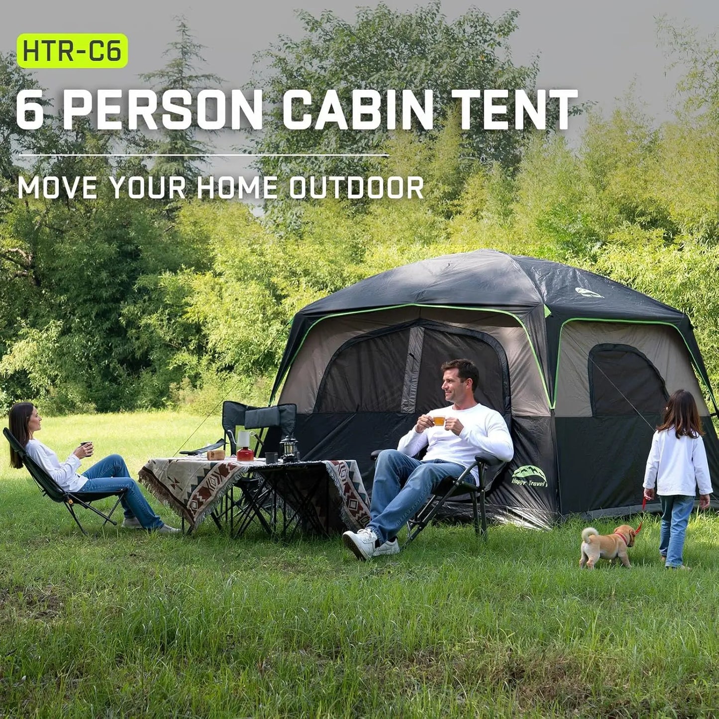 6-Person Easy Setup Waterproof Tent with Rainfly