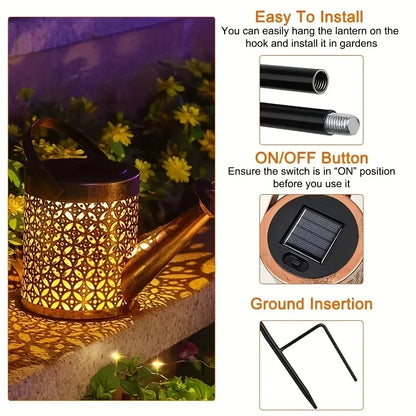 Solar Led Fairy Lights Lantern Watering Can Garden Decoration