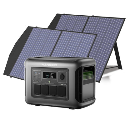 Power Station with Solar Panel 100W 200W 1056Wh LiFePO4 Battery