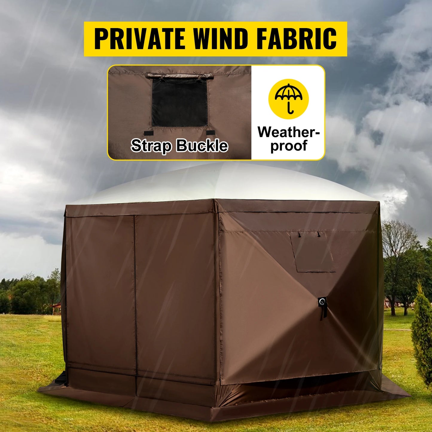 Pop-up 6 Sided Sun Shade Canopy 12' x 12' / 10' x 10'