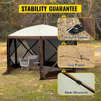 Pop-up 6 Sided Sun Shade Canopy 12' x 12' / 10' x 10'
