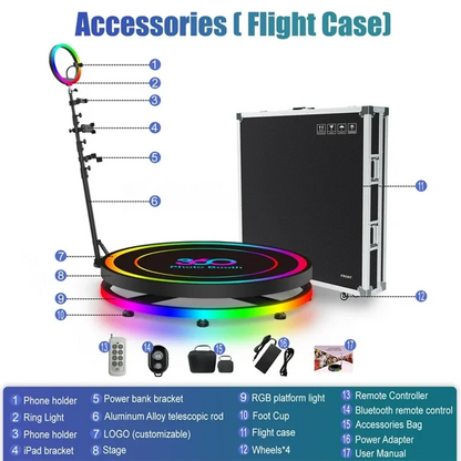 360 Remote Control Automatic Spin Booth with Flight Case
