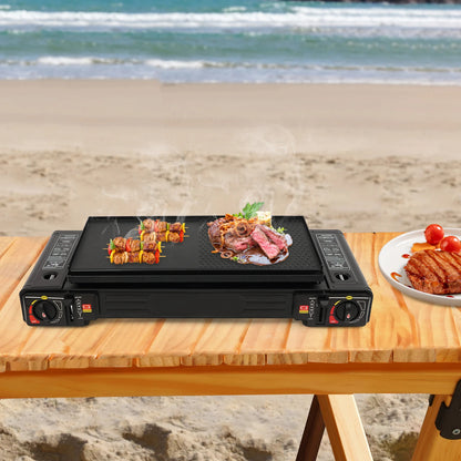 2500W 2 Burner Camping Stove with Baking Tray & Portable Case