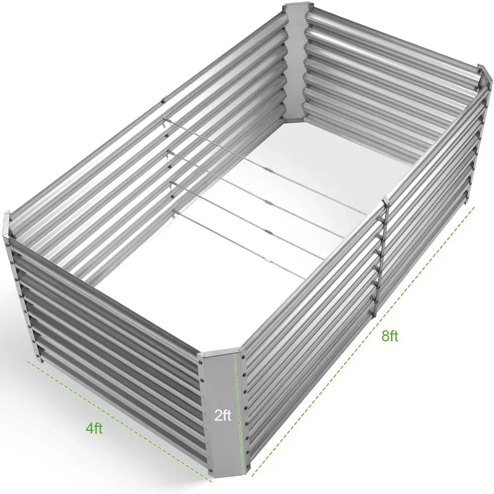 8×4×2 ft Galvanized Raised Garden Bed Kit
