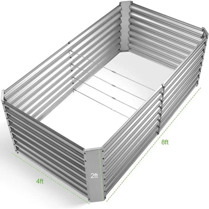 8×4×2 ft Galvanized Raised Garden Bed Kit