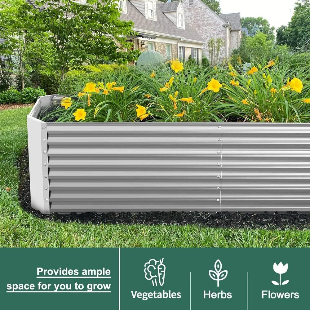8×4×2 ft Galvanized Raised Garden Bed Kit