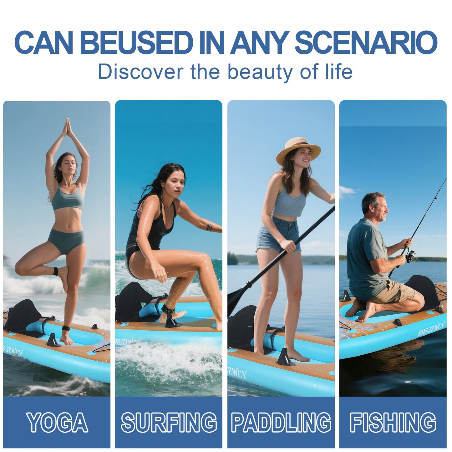 10' Inflatable Stand Up Paddle Board Kayak, 34'' Extra Wide,