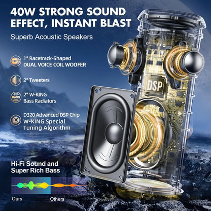 40W Portable Speaker IP67 Waterproof High-Quality Audio