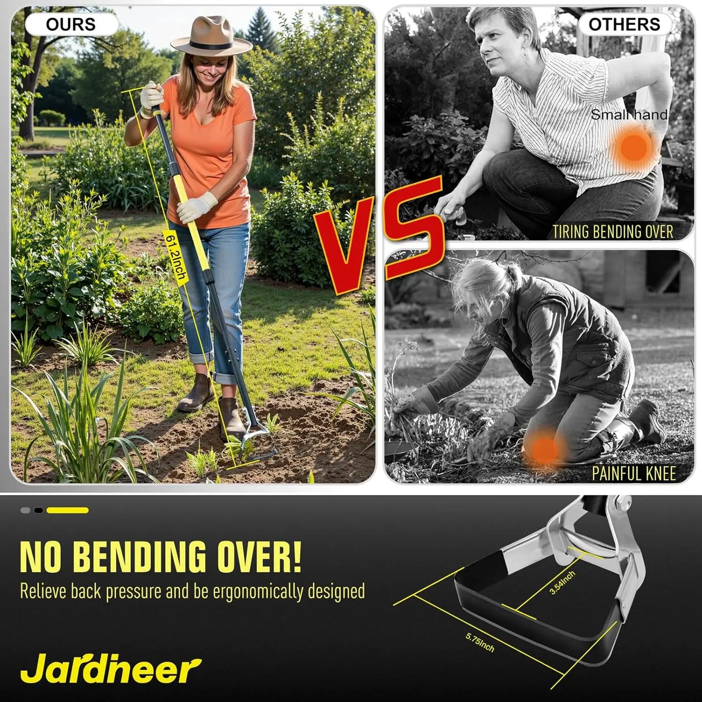 Scuffle Garden Hoe for Weeding, Flower Beds, and Yards