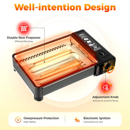 Dual Portable Butane Gas Camping Grill-Stove